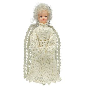 Vintage Handmade Angel Doll Crochet Starched White Lace Religious Christmas